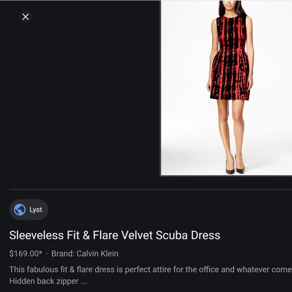 Calvin Klein Fit & Flare Velvet Scuba Dress, Red - Picture 14 of 14